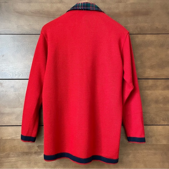 Vintage Men’s Polo Sweater Tartan Plaid Collar Merino Wool Equestrian Dog Preppy - Picture 10 of 14